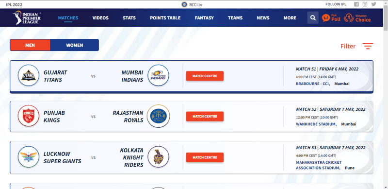 Match List Ipl